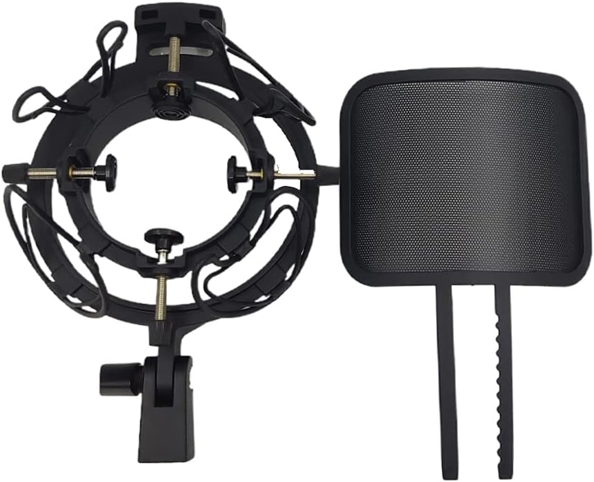 TWDYC 25-60mm Universal Shockproof Frame Condenser Mount U47 Microphone Shock Mount U87 Spray Windscreen Mesh Guard for (Color : Black)