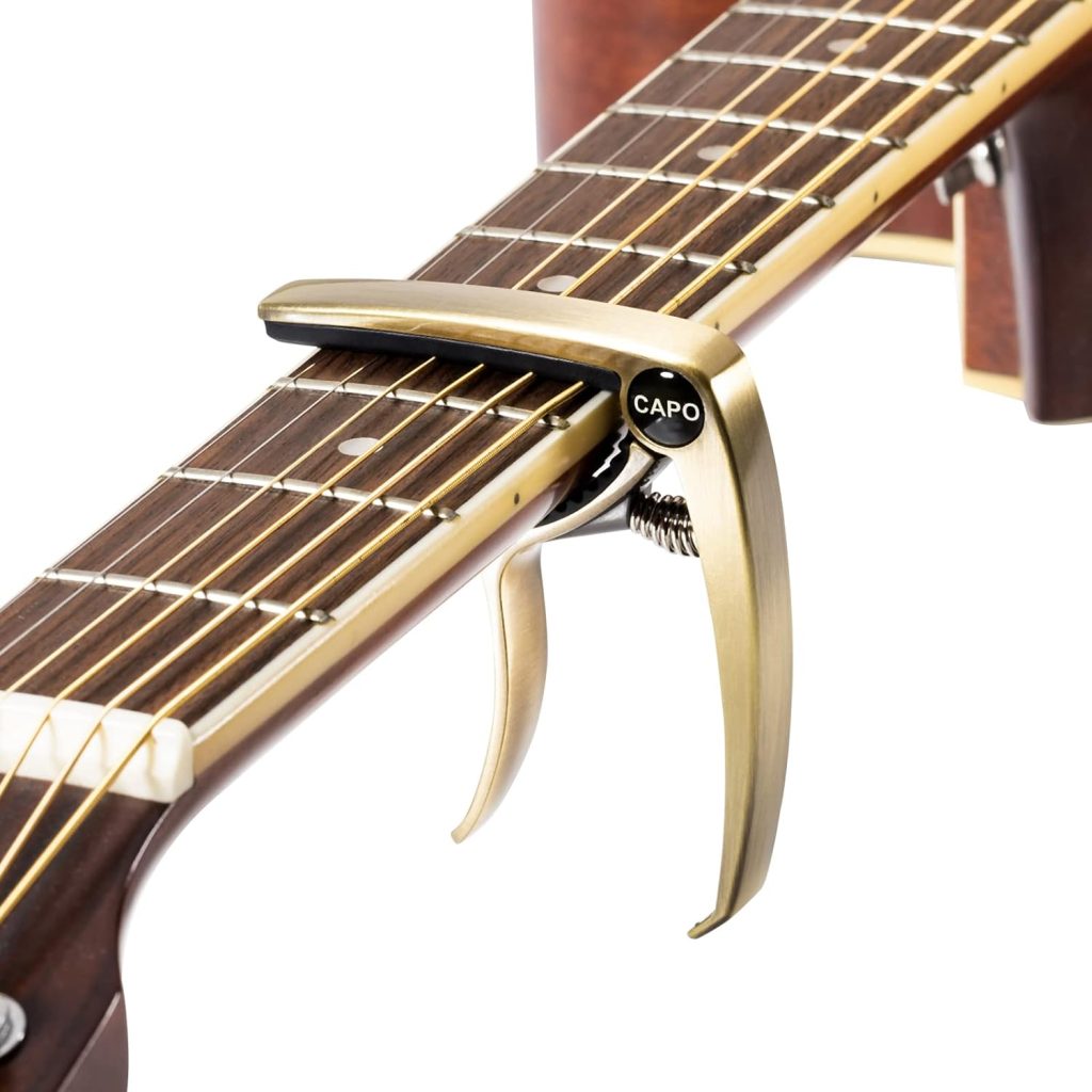 Ukulele Capo for 4 String Guitar and Mandolin, Mini Size Professional Ukulele Capo (Gold)