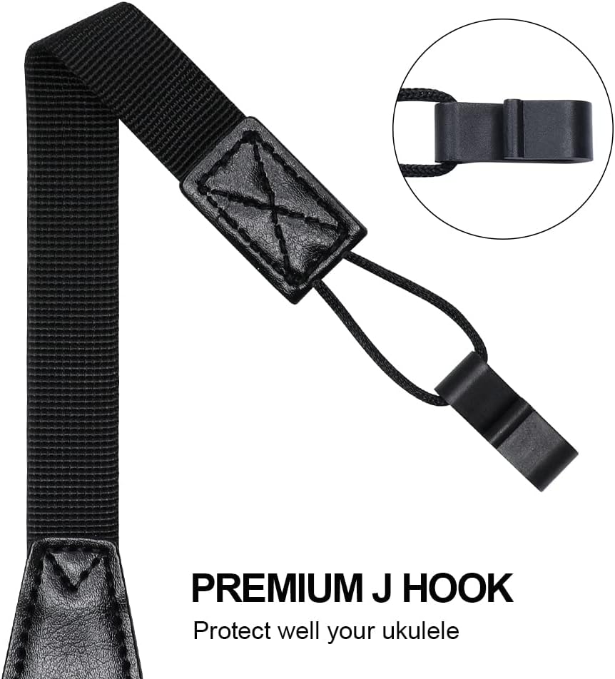 Ukulele Strap No Drill, IHOBOR Adjustable Double J Hook Uke Shoulder Strap, Premium Jacquard Blue totem Clip on Ukelele Strap, Easy to Use and Fit Most Standard Uke Sizes