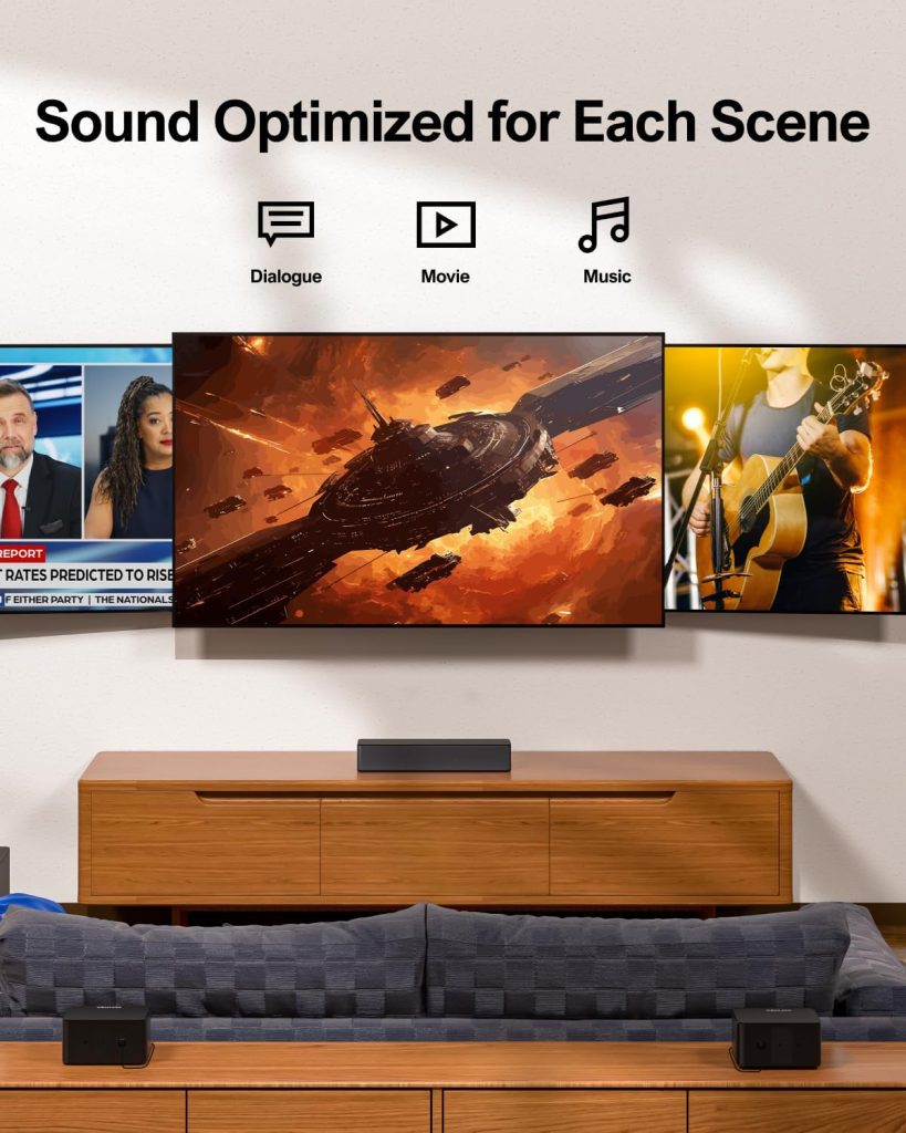 ULTIMEA 5.1 Dolby Atmos Sound Bar, Surround Sound Bars for TV with Wireless Subwoofer, 3D Surround Sound System, Surround and Bass Adjustable Home Audio TV Speakers, Poseidon D60 Series, 2023 Model