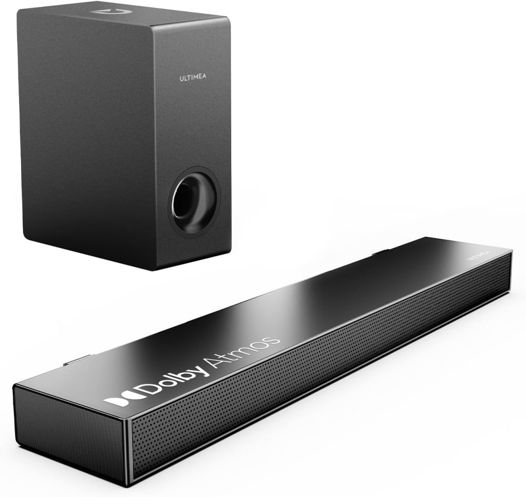 ULTIMEA Dolby Atmos Sound Bars for TV, 3D Surround Sound System for TV Speakers, 2.1 Soundbar for TV with Subwoofer, Home Audio Sound Bars, Slim Home Theater Sound Bar, Nova S50 Series, 2023 Model
