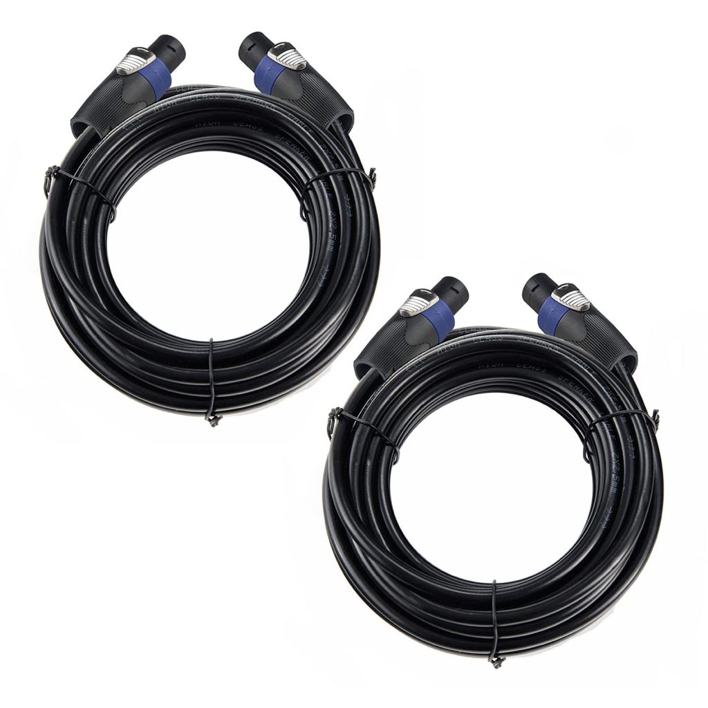 UMOKI 2PCS Professional 50 Feet 12 Gauge Speakon to Speakon Cables - 50ft 12AWG Speakon Wires Audio Cords - 2 Pack