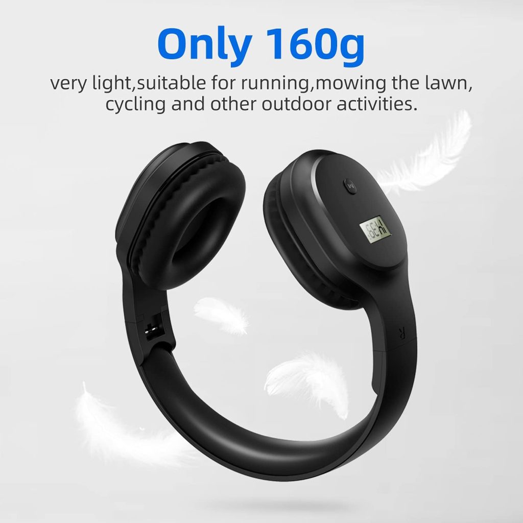 UMUTOO Wireless Headphones with FM Radio and Bluetooth 5.0, Rechargeable Portable Headset with Built-in Microphone, Lightweight and Comfortable Ear Muffs for Jogging, Mowing, Cycling, and More