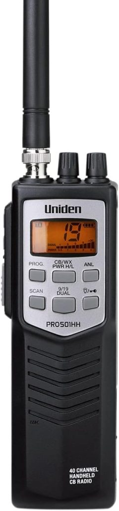 Uniden PRO501HH Pro-Series 40-Channel Portable Handheld CB Radio/Emergency/Travel Radio, Large LCD Display, High/Low Power Saver, 4-Watts, Auto Noise Limiter, NOAA Weather, and Earphone Jack