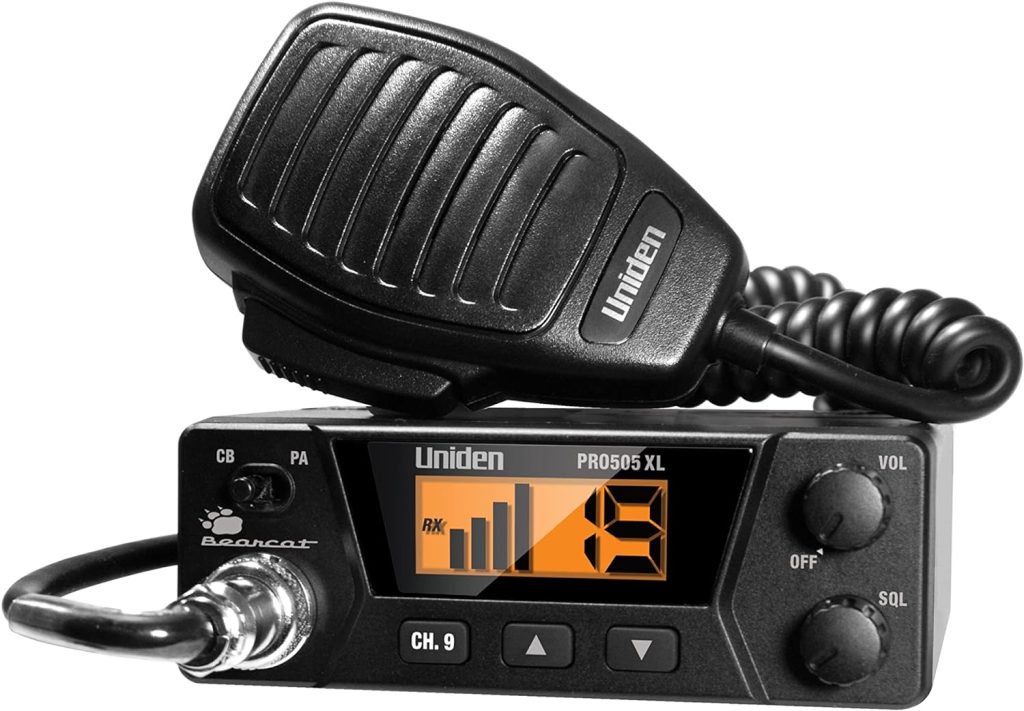 Uniden PRO505XL 40-Channel CB Radio. Pro-Series, Compact Design. Public Address (PA) Function. Instant Emergency Channel 9, External Speaker Jack, Large Easy to Read Display. - Black