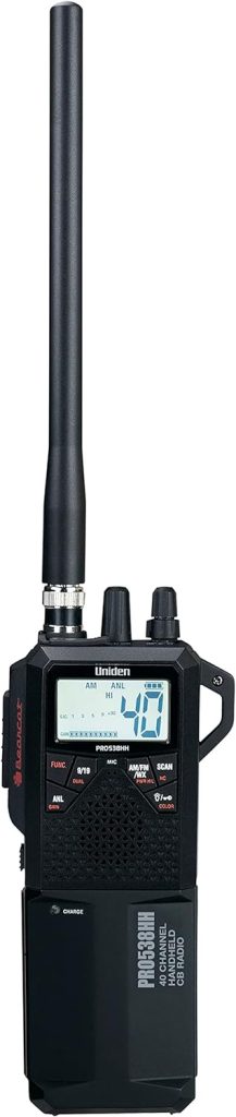 Uniden PRO538HHFM, “2 in 1” Dual Handheld/Mobile Emergency CB Radio with New FM Mode, Full 40 Channels, NOAA Weather Alerts, and Selectable 4-Watts HI/1-Watt Low Output Power.