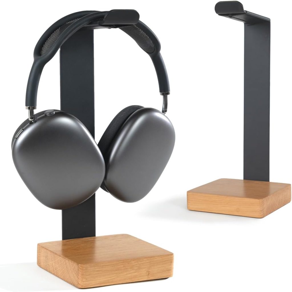 Universal Headphone Stand for Desk - Solid Wood Headset Stand for Desk - Heavy Duty Headphone Holder Desk Stand Wood, Gaming Headphone Stand, Wood Headphones Stand Compatible with Airpods Max and More