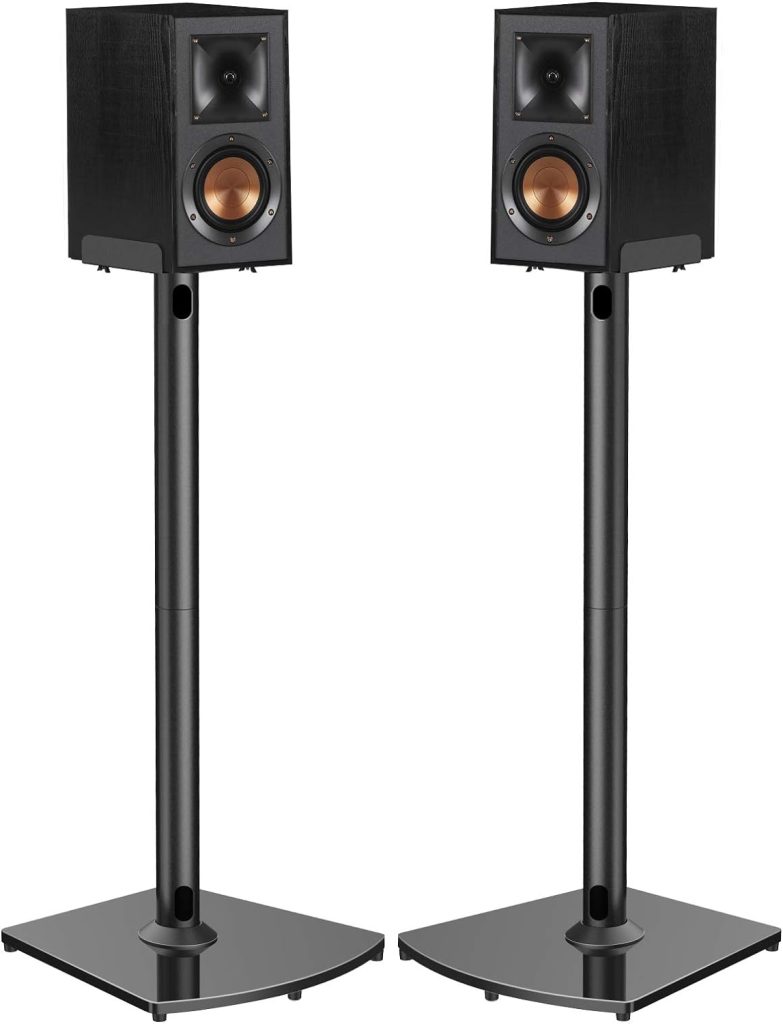 Universal Speaker Stands with Cable Management, Stands for Satellite Speakers  Bookshelf Speakers Holds to 22lbs, 33.6 Inch Surround Sound Speaker Stands 1 Pair (PGSS2)