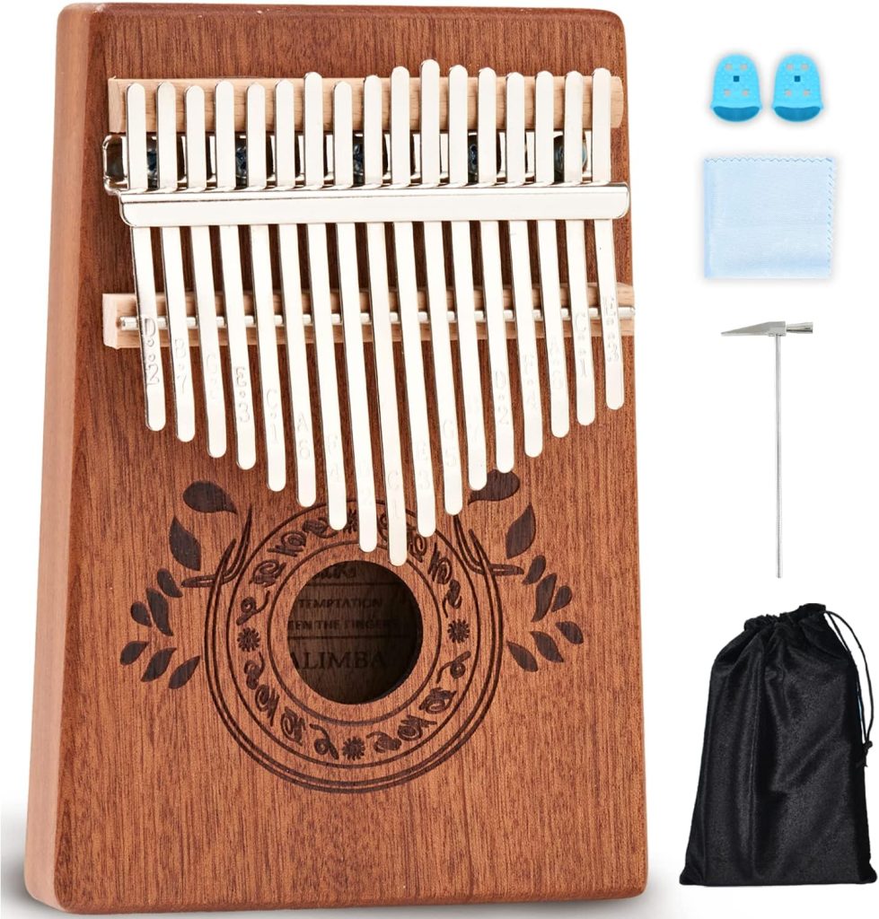 UNOKKI Kalimba 17 Key Thumb Piano | Premium, Lightweight  Durable Mahogany Mbira | Reduce Stress  Promote Well-Being | All Inclusive - Tuning Hammer, Velvet Bag  More | Great Gift for Kids  Adults