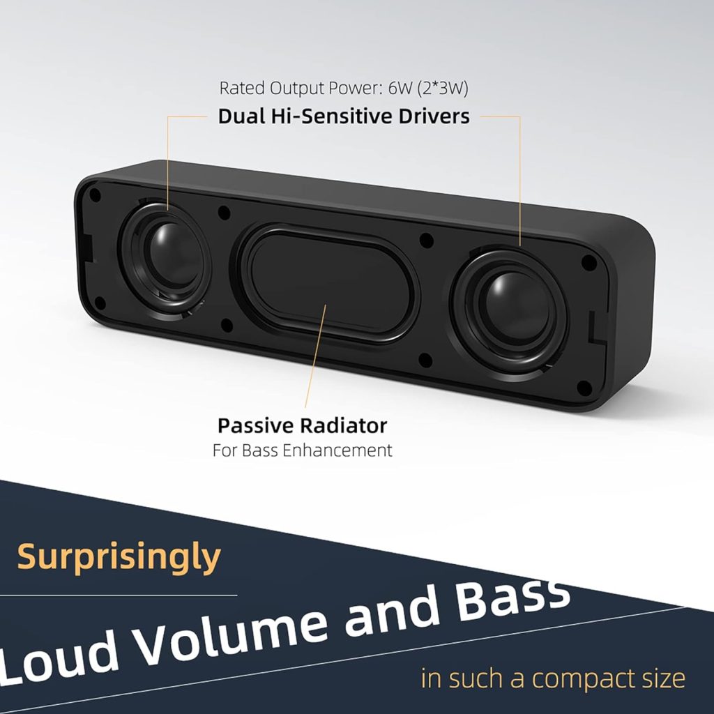 [Upgraded] USB Computer /Laptop Speaker with Stereo Sound  Enhanced Bass, Portable Mini Sound Bar for Windows PCs, Desktop Computer and Laptops