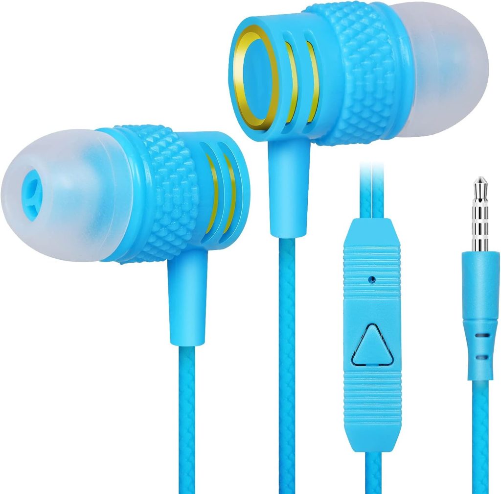 UrbanX R2 Wired in-Ear Headphones with Mic for Amazon Fire HD 10 with Tangle-Free Cord, Noise Isolating Earphones, Deep Bass, in-Ear Bud Silicone Tips