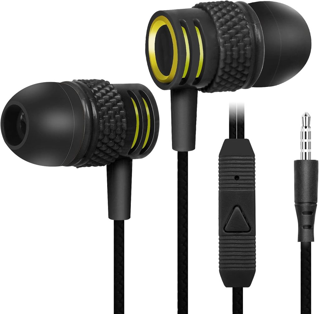 UrbanX R2 Wired in-Ear Headphones with Mic for Nokia 2720 V Flip with Tangle-Free Cord, Noise Isolating Earphones, Deep Bass, in-Ear Bud Silicone Tips