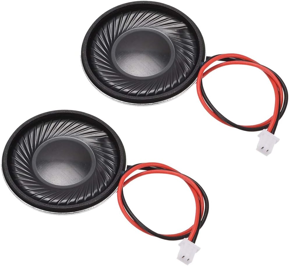 uxcell 1W 8 Ohm DIY Magnetic Speaker 28mm Round Shape Replacement Loudspeaker with PH2.0/1.25mm-2P Terminal Line for Electronic 2pcs