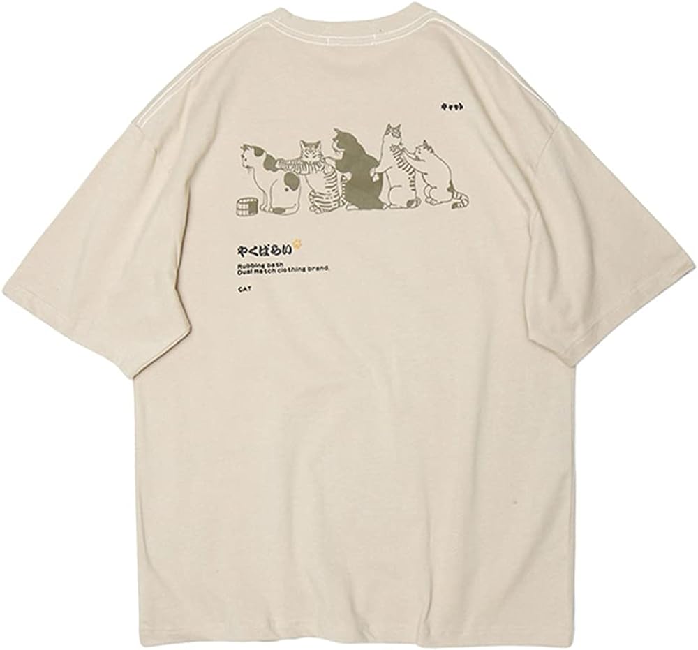 Vamtac Mens Vintage Graphic Harajuku Tshirt Loose Oversized Short Sleeve Streetwear Casual Tops Aesthetic Tee