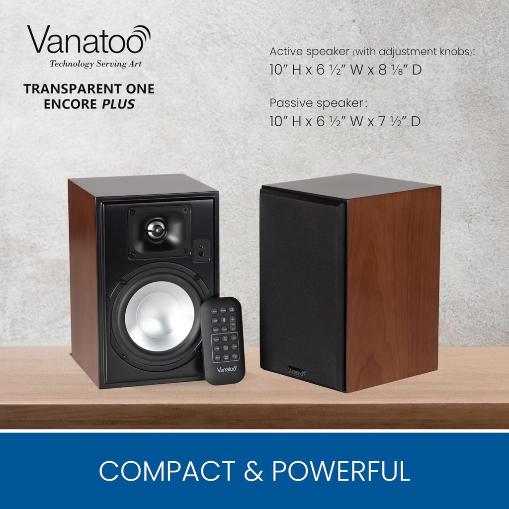 Vanatoo Black Transparent One Encore Plus Powered Speakers - Bluetooth Speakers - AUX, USB, Optical, Analog - Bookshelf PC Speakers for Desktop and Home Theater Audio (Black) : Electronics