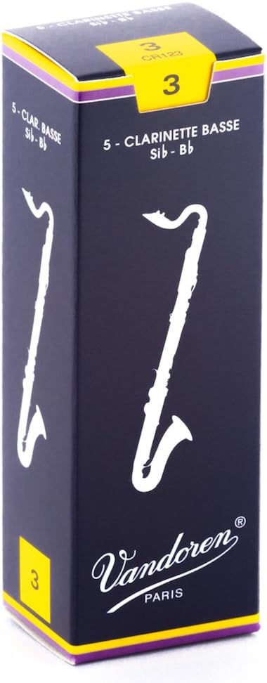 Vandoren CR123 Bass Clarinet Traditional Reeds Strength 3; Box of 5