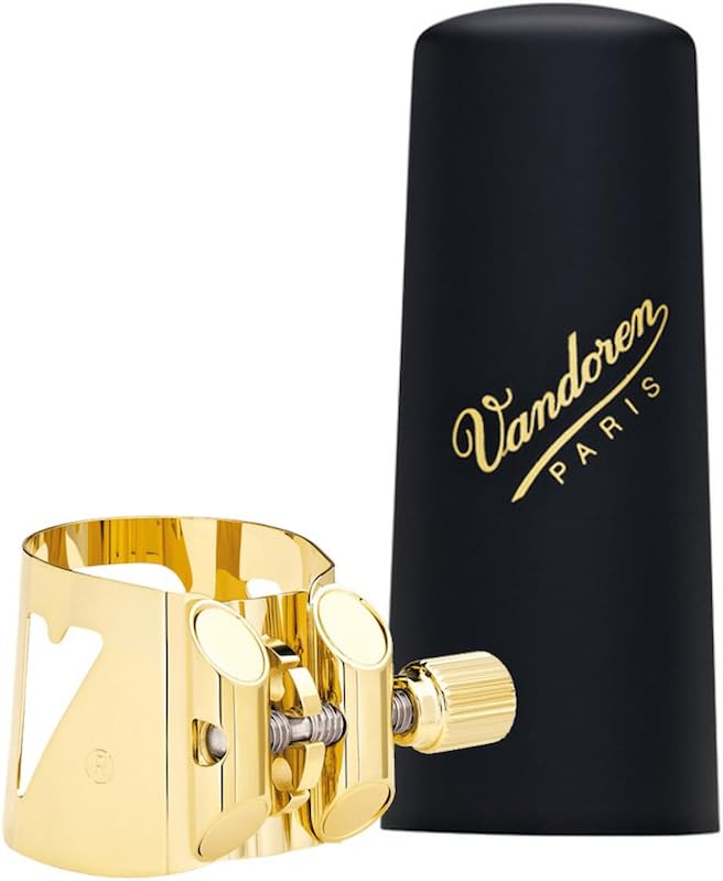 Vandoren LC04P Optimum Ligature and Plastic Cap for Bass Clarinet Silver Plated with 3 Interchangeable Pressure Plates