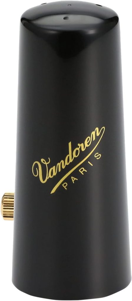 Vandoren LC07P Optimum Ligature and Plastic Cap for Alto Saxophone Gilded with 3 Interchangeable Pressure Plates, Black