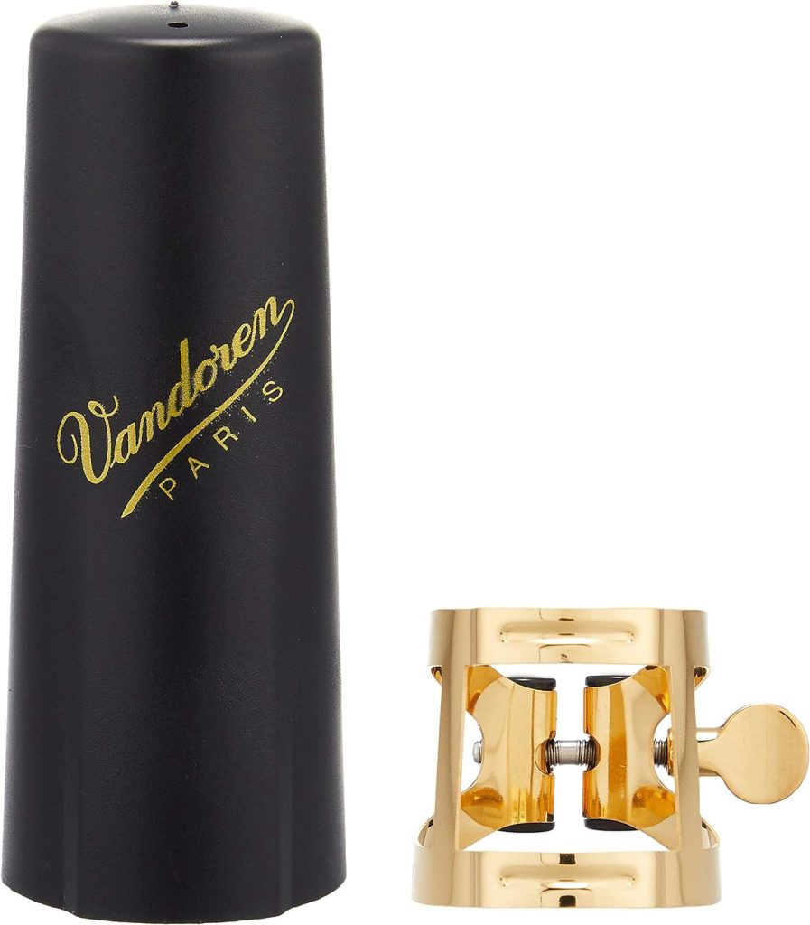 Vandoren LC57DP M/O Ligature and Plastic Cap for Alto Saxophone; Gilded Finish