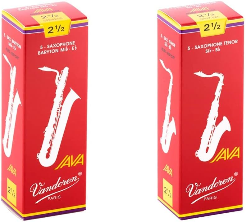 Vandoren SR343R Bari Sax JAVA Red Reeds Strength 3; Box of 5