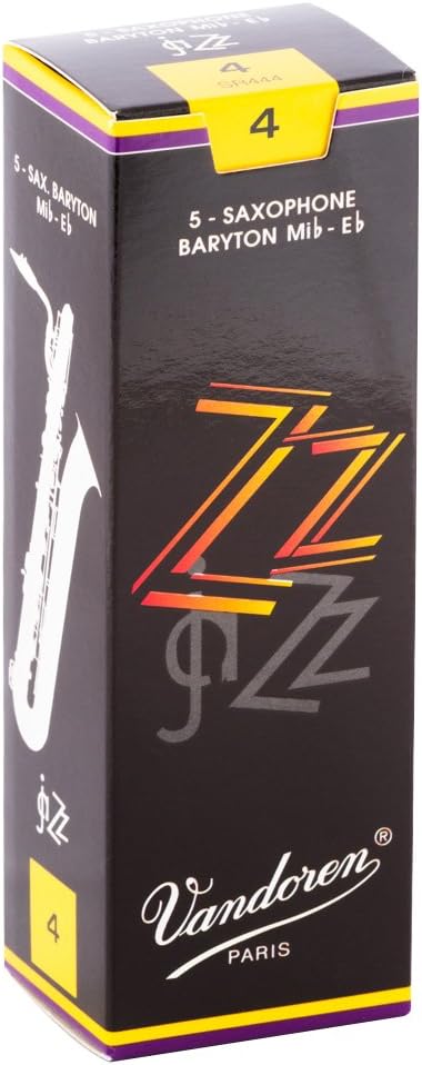 Vandoren SR443 Bari Sax ZZ Reeds Strength 3; Box of 5, black