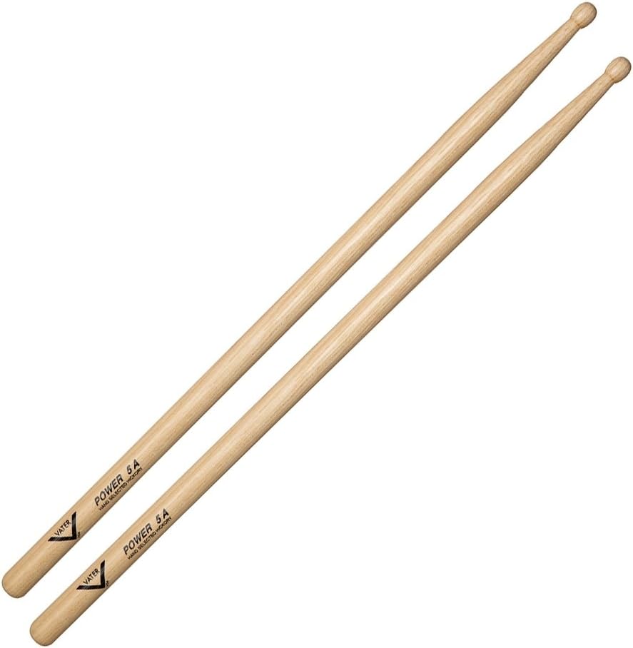 Vater Power 5A Wood Tip Hickory Drum Sticks, Pair