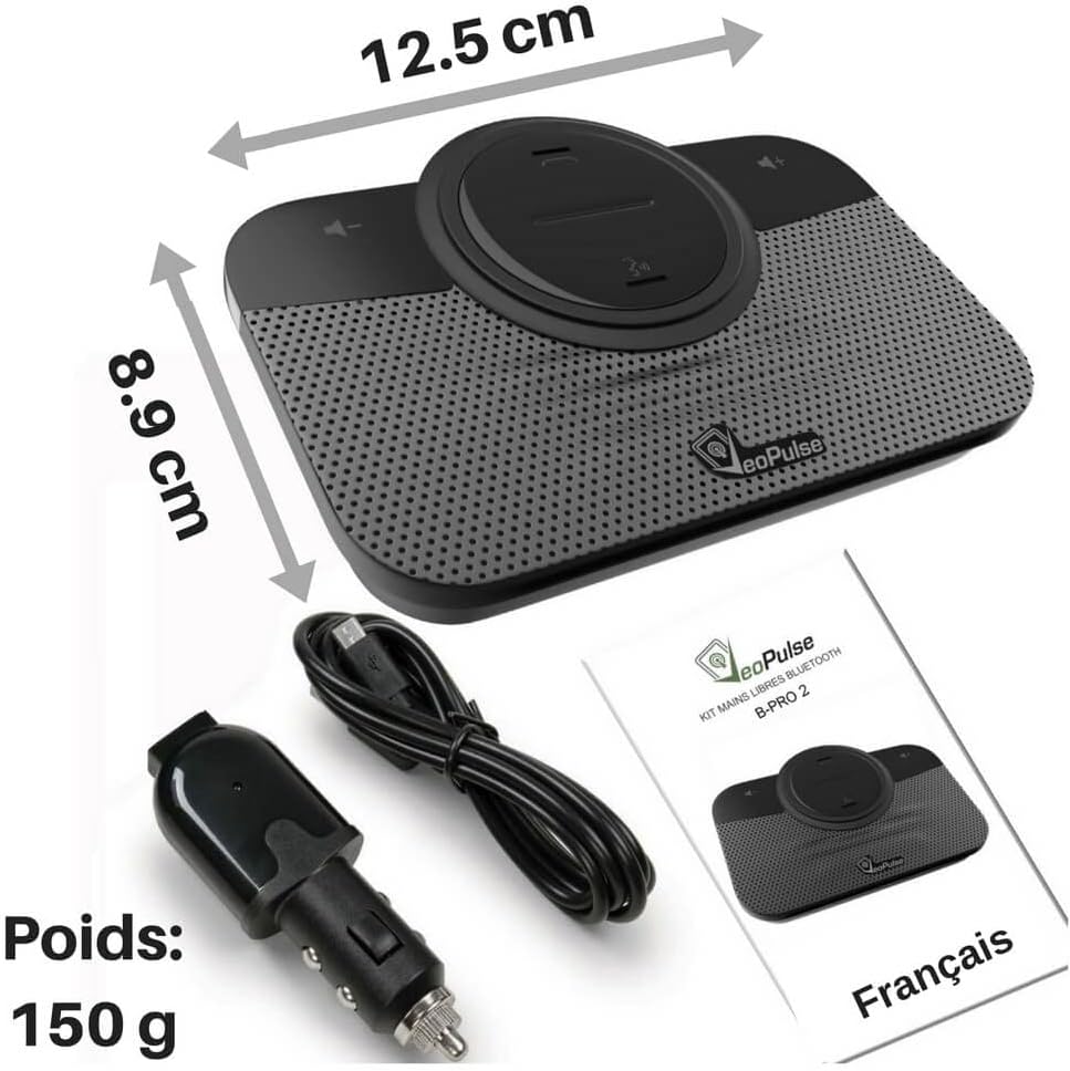 VeoPulse Car Speakerphone B-PRO 2B Hands-Free kit, 6W Hi-Fi Speakers, with Bluetooth Automatic multipoint Cellphone Connection