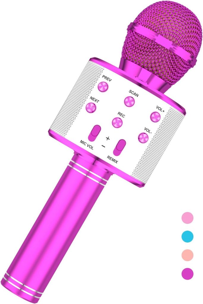 VERKB Kids Karaoke Microphone, Kids Toys Bluetooth Microphone, Birthday for Kids Adults, Toys Mic for Girls and Boys Gifts for 3 4 5 6 7 8 + Year Old（Purple）