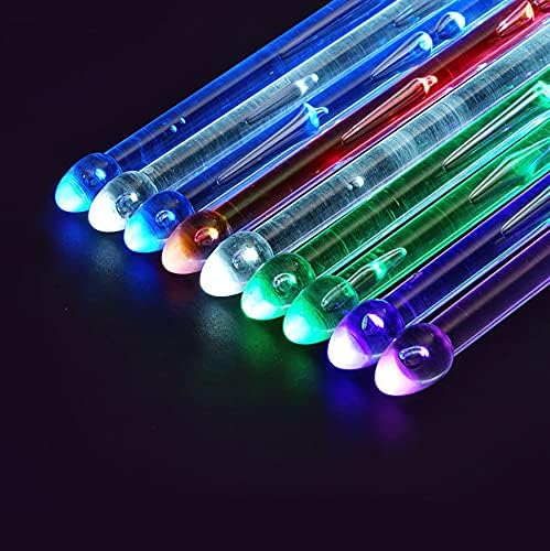 Vhffoso Rechargeable 15 Color Changing LED Light Up Drum Sticks With Storage Bag, Glow In The Dark Drumsticks, Drummer Gifts Glow Plastic Drum Sticks for Adults,Personalized Drum Sticks（２pcs／Pack）