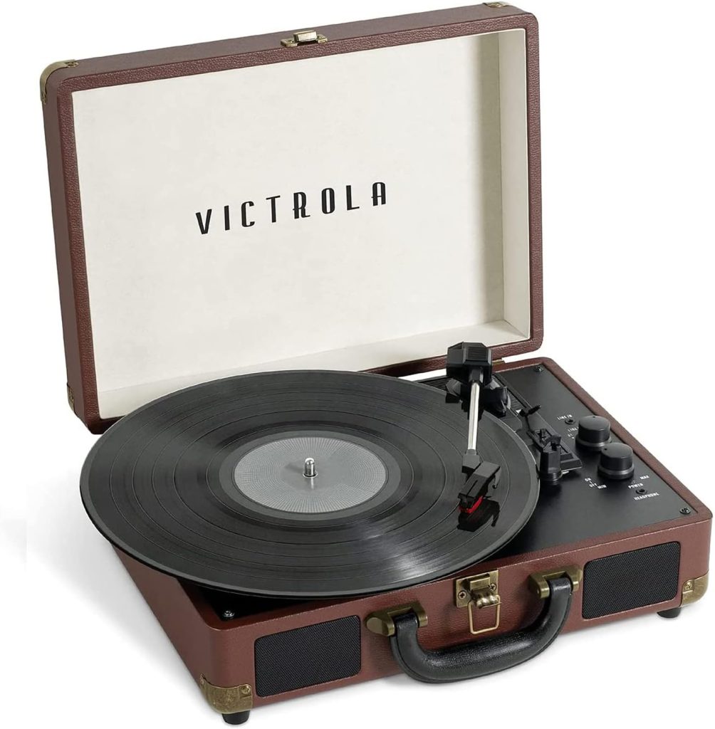 Victrola Journey+ Bluetooth Suitcase Record Player, Dark Brown (VSC-400SB-DBR-SDF)