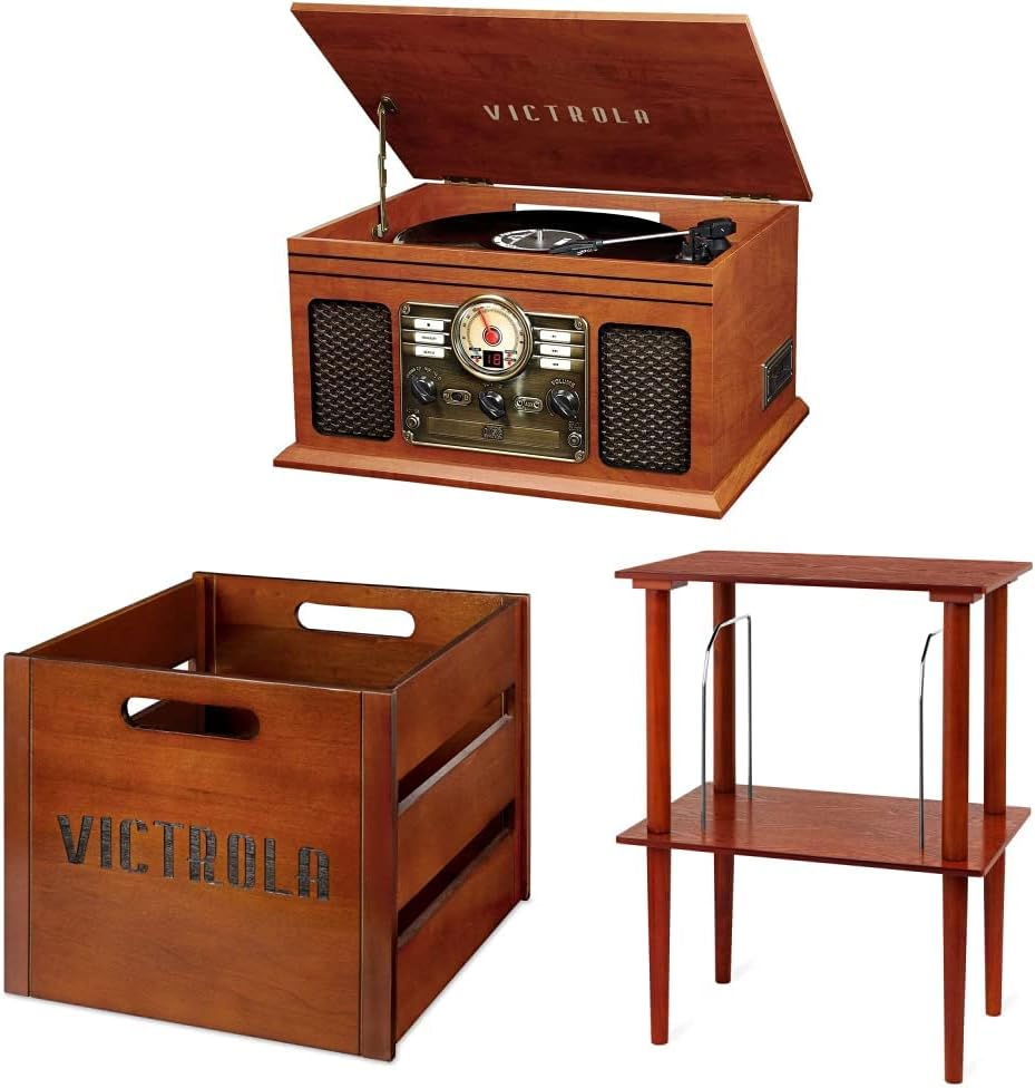 Victrola Nostalgic 6-in-1 Bluetooth Record Player  Multimedia Center with Built-in Speakers - 3-Speed Turntable, CD  Cassette Player, AM/FM Radio | Wireless Music Streaming | Espresso