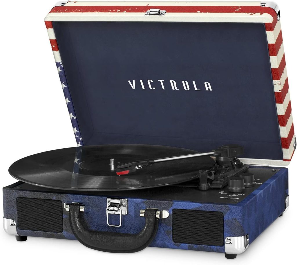 Victrola Vintage 3-Speed Bluetooth Portable Suitcase Record Player with Built-in Speakers | Upgraded Turntable Audio Sound|Oatmeal, Model Number: VSC-550BT-FOT