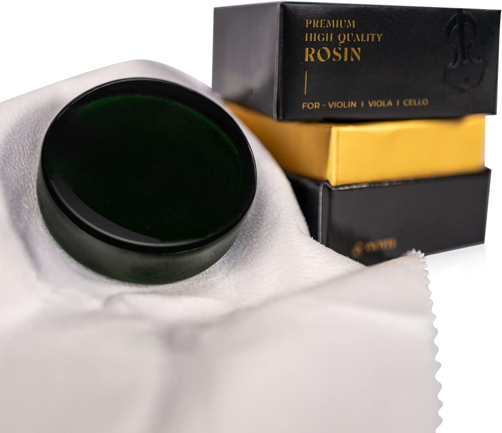 Viotti Dark Olive Rosin for Violin, Viola  Cello: Super-Smooth Rosin Engineered with Advanced Technology for Superior Grip with Low Dust, Shipped in Padded Protective Case to Prevent Cracking