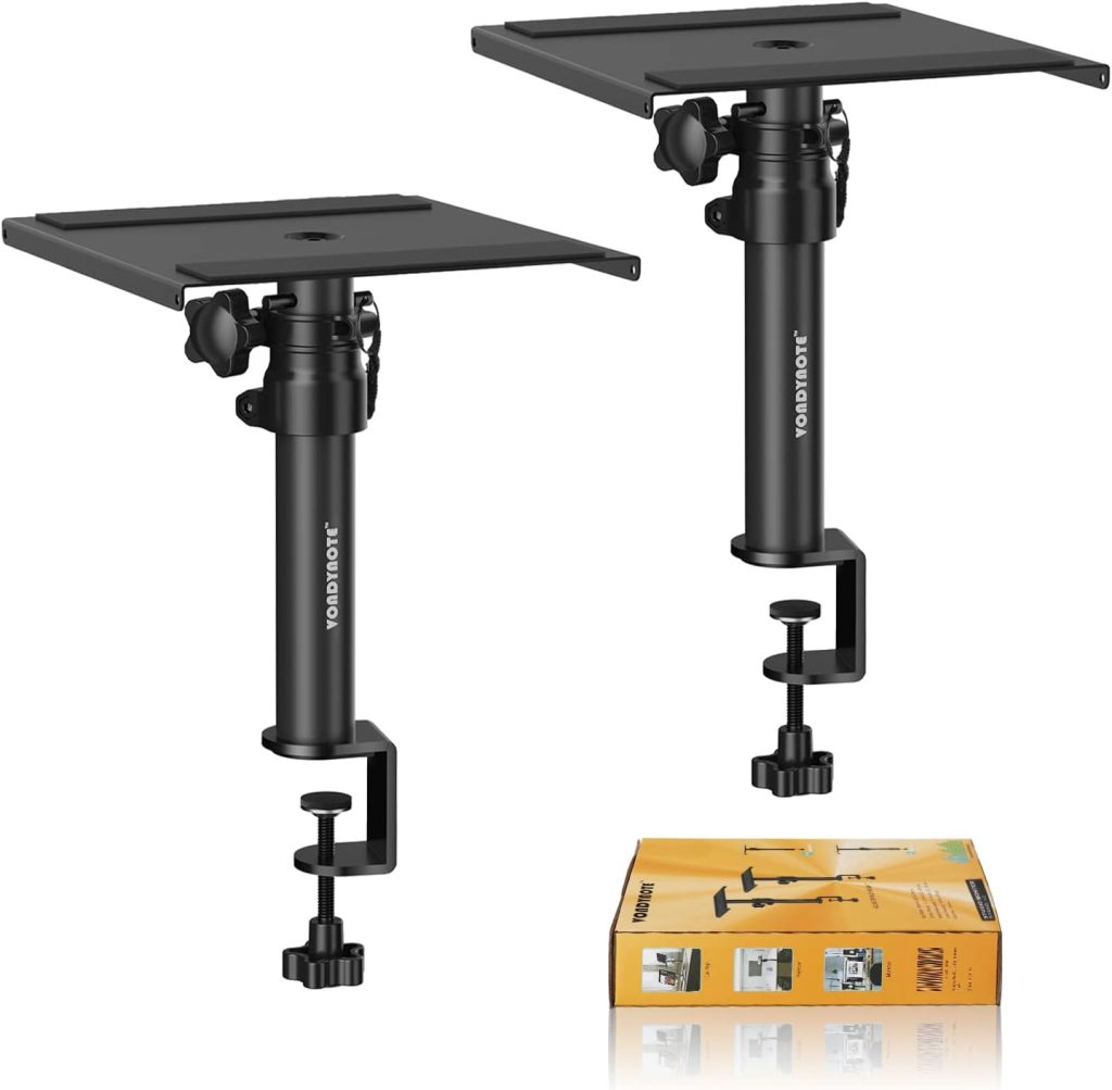 Vondynote Set of 2 Desktop Clamp Speaker Stands Short Studio Monitor Stands Height Adjustable