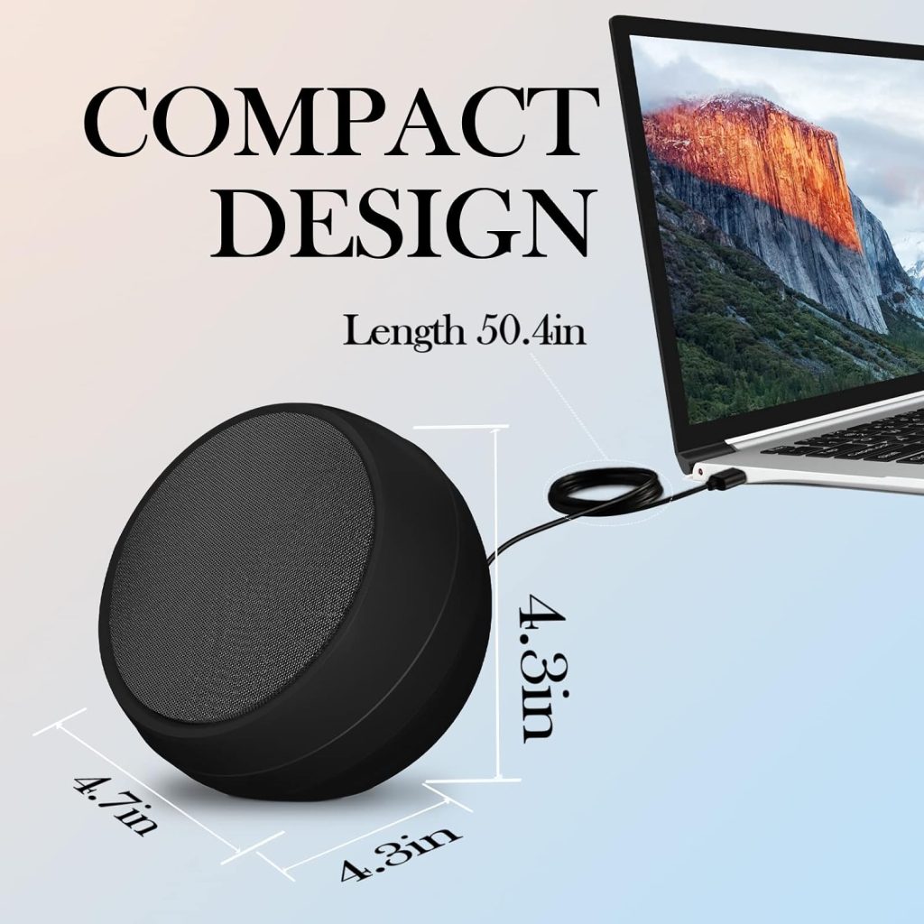 VOTNTUT USB Computer Speakers for Desktop Monitor,Computer Speakers USB Plug in with Loud Sound, Volume Control and Mute Button for Windows,Linux,Mac Air/Pro(USB-C to USB Adapter Included) (Black)