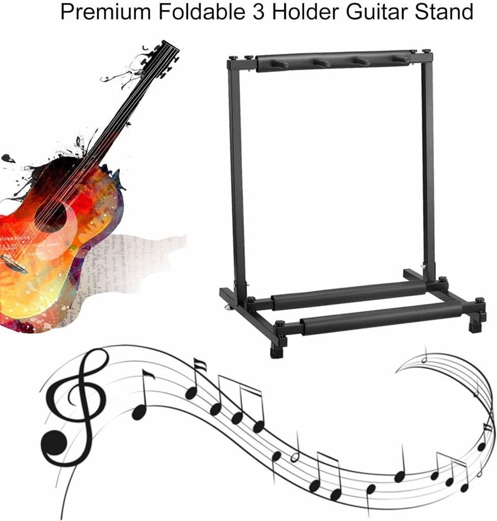 Vousile Guitar Stand Storage, Bass Display Rack, 9 Multi Guitar Holder for Electric Acoustic Guitar, Foldable Floor Stands with Aluminum (9 Space)