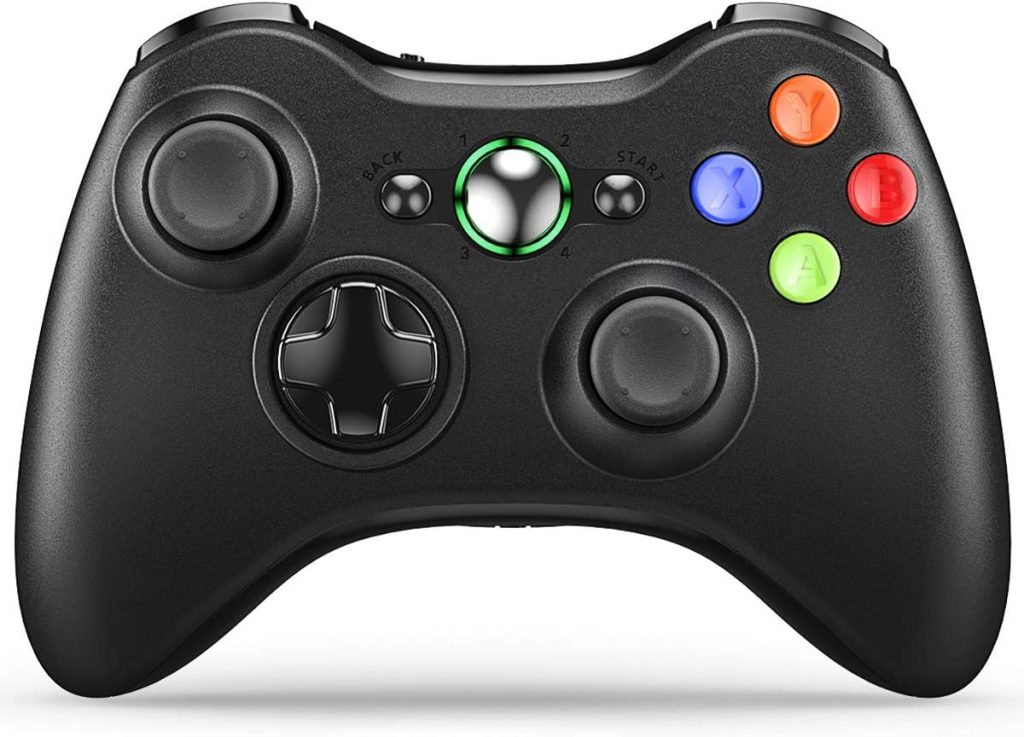 VOYEE Wireless Controller with Receiver Compatible with Microsoft Xbox 360/Slim/Windows 11/10/8/7, with Upgraded Joystick/Dual Shock (Black)