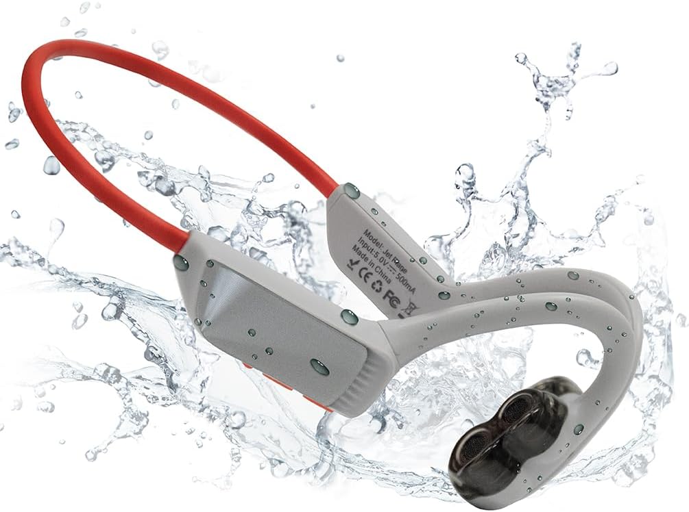 VUKU Open Ear Headphones Wireless Bluetooth - Upgrade 4 Speakers Air Conduction Sport Headphones - 26.2G Waterproof Wireless Earphones for Workouts, Running Swimming - Built-in Mic, with Headband
