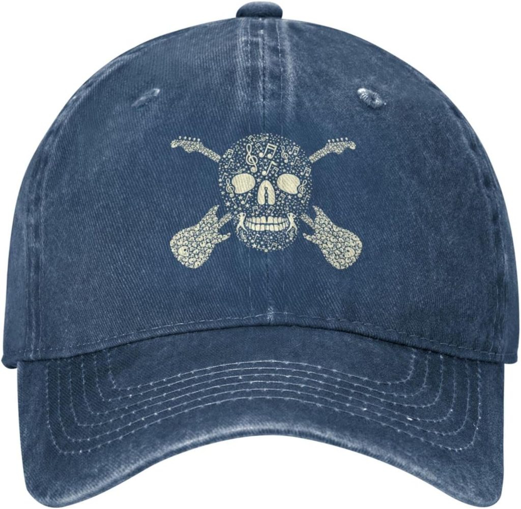 VunKo Dancing Funny Skeleton Distressed Adjustable Washed Denim Low Profile Mens Dad Trucker Hat Baseball Ball Cap for Men