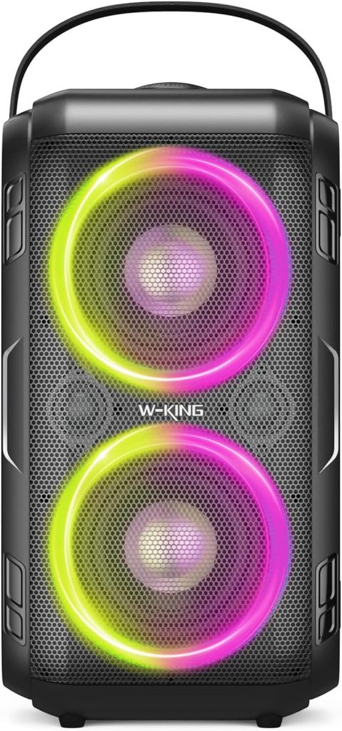 W-KING Bluetooth Speaker, Portable Wireless Outdoor Loud Bluetooth Speaker with 24H Play Time, Rich Bass, Huge 105dB Sound, Mixed Color LED Lights, TF Card, USB Playback, Big Speaker for Home, Party