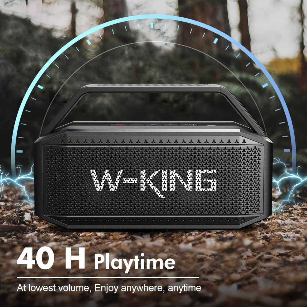 W-KING Portable Loud Bluetooth Speakers with Subwoofer, 60W(80W Peak) Outdoor Speakers Bluetooth Wireless Waterproof Speaker, Deep Bass/V5.0/40H Play/Power Bank/TF Card/AUX/EQ, Large for Party