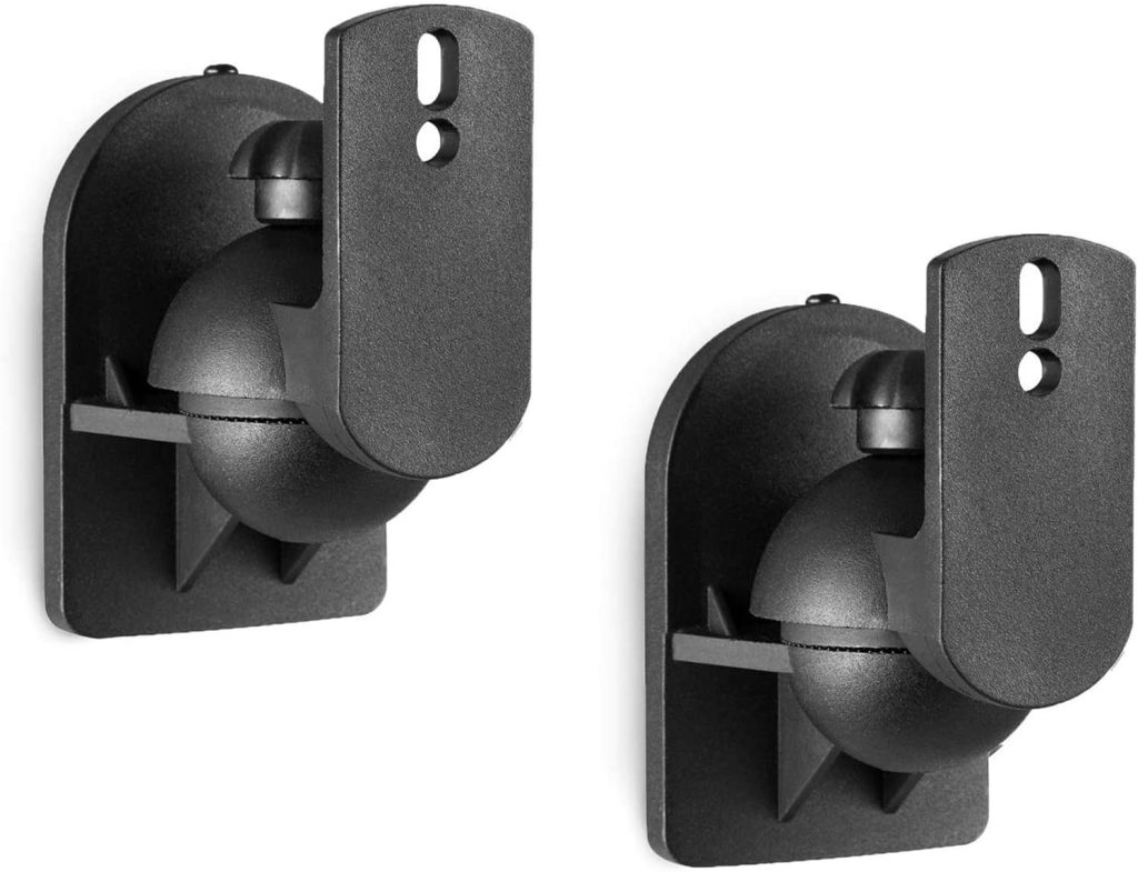 WALI Speaker Wall Ceiling Mounts One Pair, Bookshelf Speaker Wall Mount Brackets, Surround Sound Speaker Mounts, Hold up to 7.7 lbs (SWM202), Black