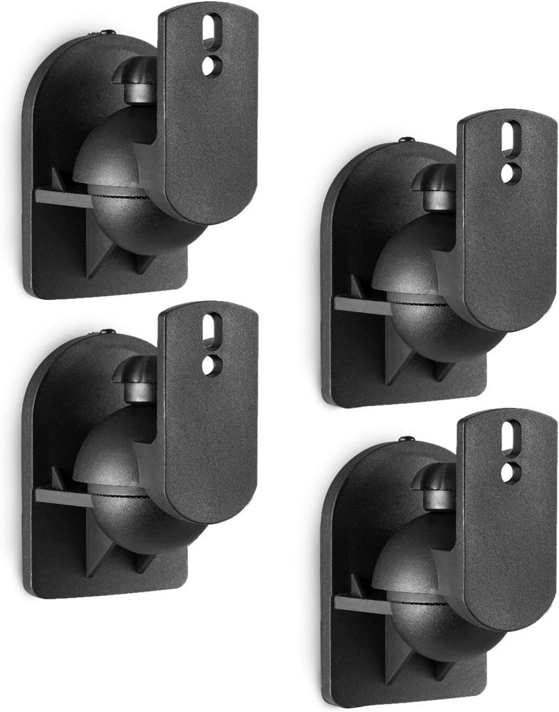 WALI Speaker Wall Mounts, Bookshelf Speaker Wall Mount Brackets, Surround Sound Speaker Mounts, Hold up to 7.7 lbs, (SWM402), 4 Pack, Black