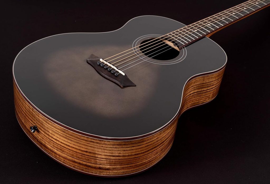 Washburn Bella Tono 6 String Acoustic Guitar, Right, Gloss Charcoal Burst (BTS9CH-D)