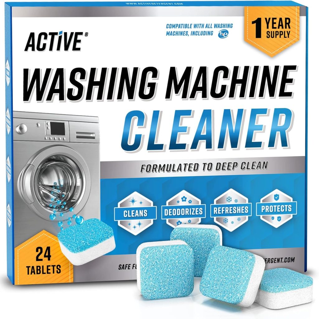 Washing Machine Cleaner Descaler 24 Pack - Deep Cleaning Tablets For HE Front Loader  Top Load Washer, Septic Safe Eco-Friendly Deodorizer, Clean Inside Drum And Laundry Tub Seal 12 Month Supply
