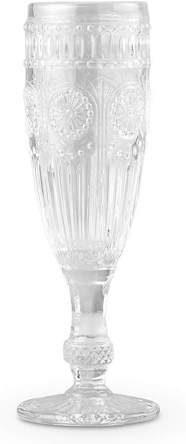 WEDDINGSTAR Vintage Style Pressed Glass Champagne Flute 6oz - Clear