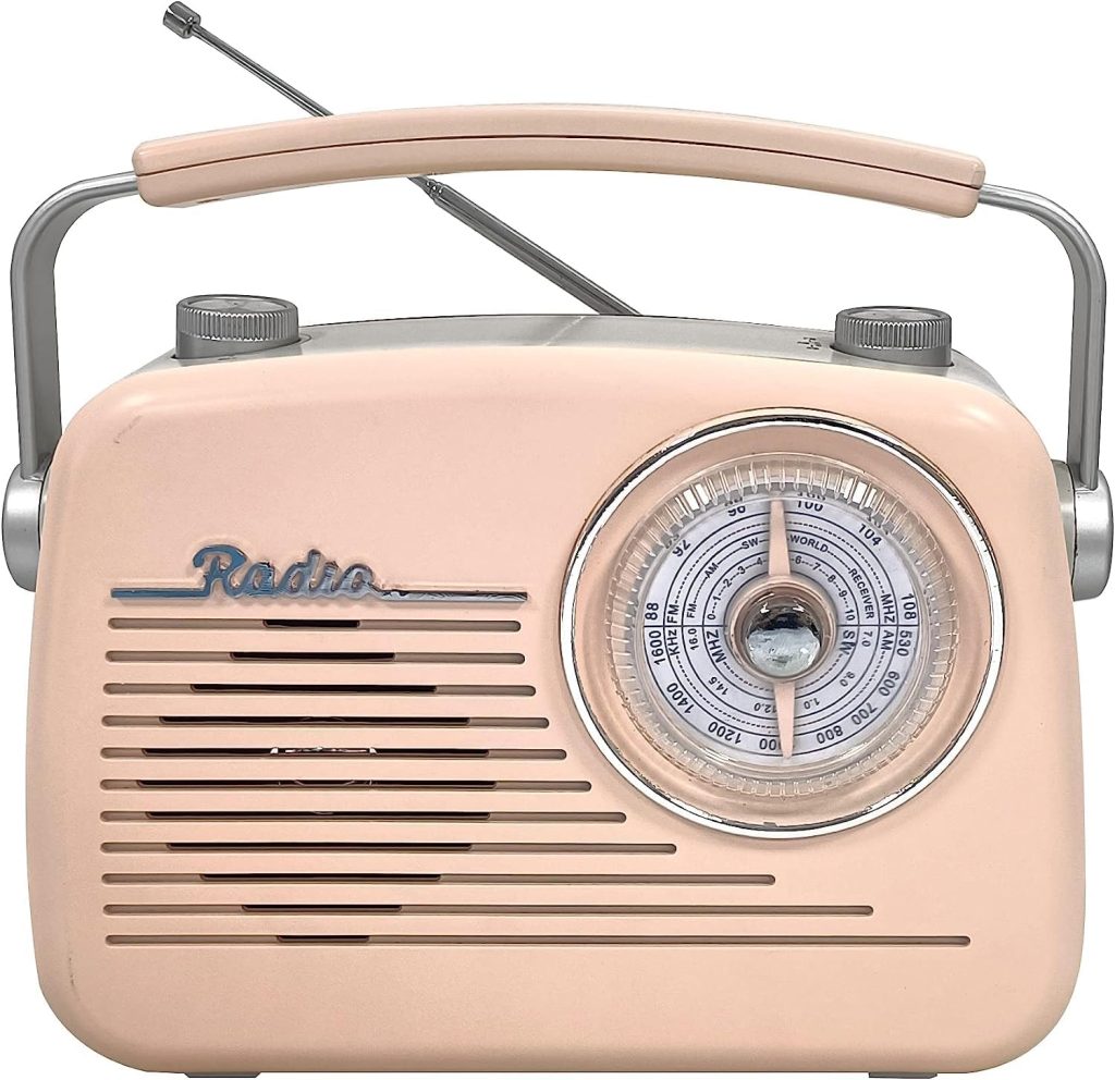 Wenpzeray D216 Radio Portable Vintage Shortwave AM FM Radio Good Reception Rechargeable Receiver BT Speaker MP3 Player Support USB Drive/TF Card with Good Sound Suitable for Family or Friend (Pink)