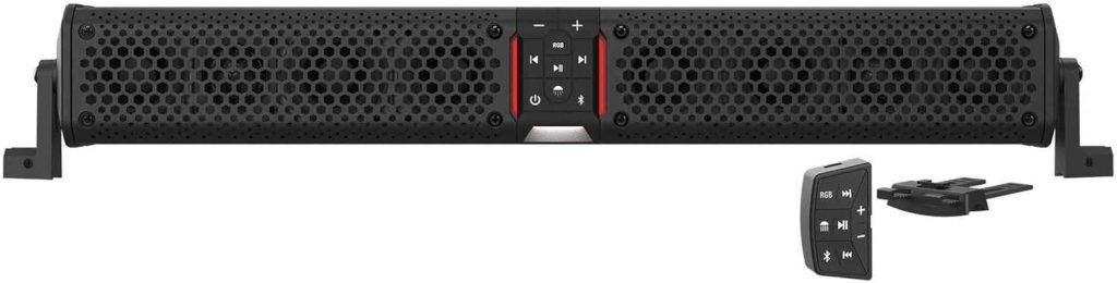 wet sounds Stealth XT 8-B - All-in-One IP67 Weatherproof 300-Watt Amplified Bluetooth 8-Speaker Soundbar with Remote - Black