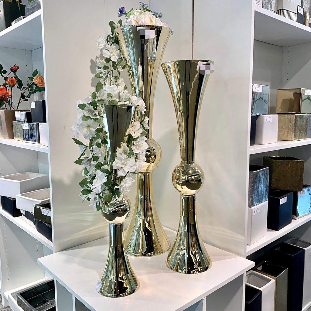 WGV Tall Trumpet Vase, Open 6, Height 24, Base 6, (Multiple Size/Color Choices) Clear Reversible Latour Floral Wedding Centerpiece Home Event Decor, 1 Piece (VTV2124)