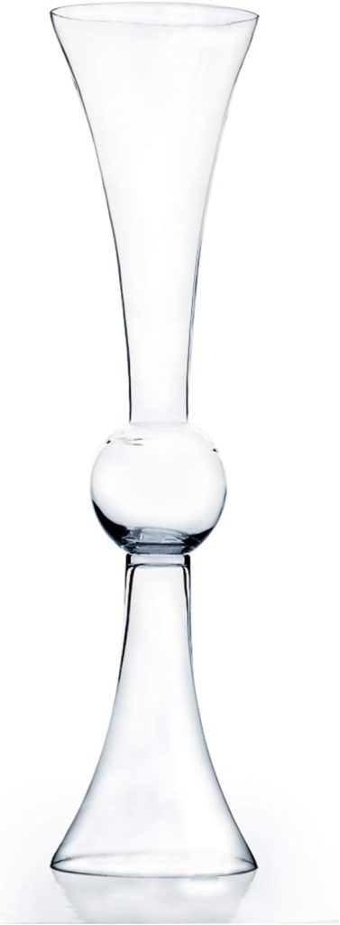 WGV Tall Trumpet Vase, Open 6, Height 24, Base 6, (Multiple Size/Color Choices) Clear Reversible Latour Floral Wedding Centerpiece Home Event Decor, 1 Piece (VTV2124)